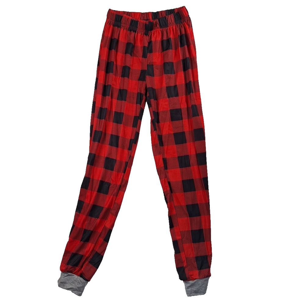 Red and Black Plaid Printed Lounge Sleep Pants - Size S